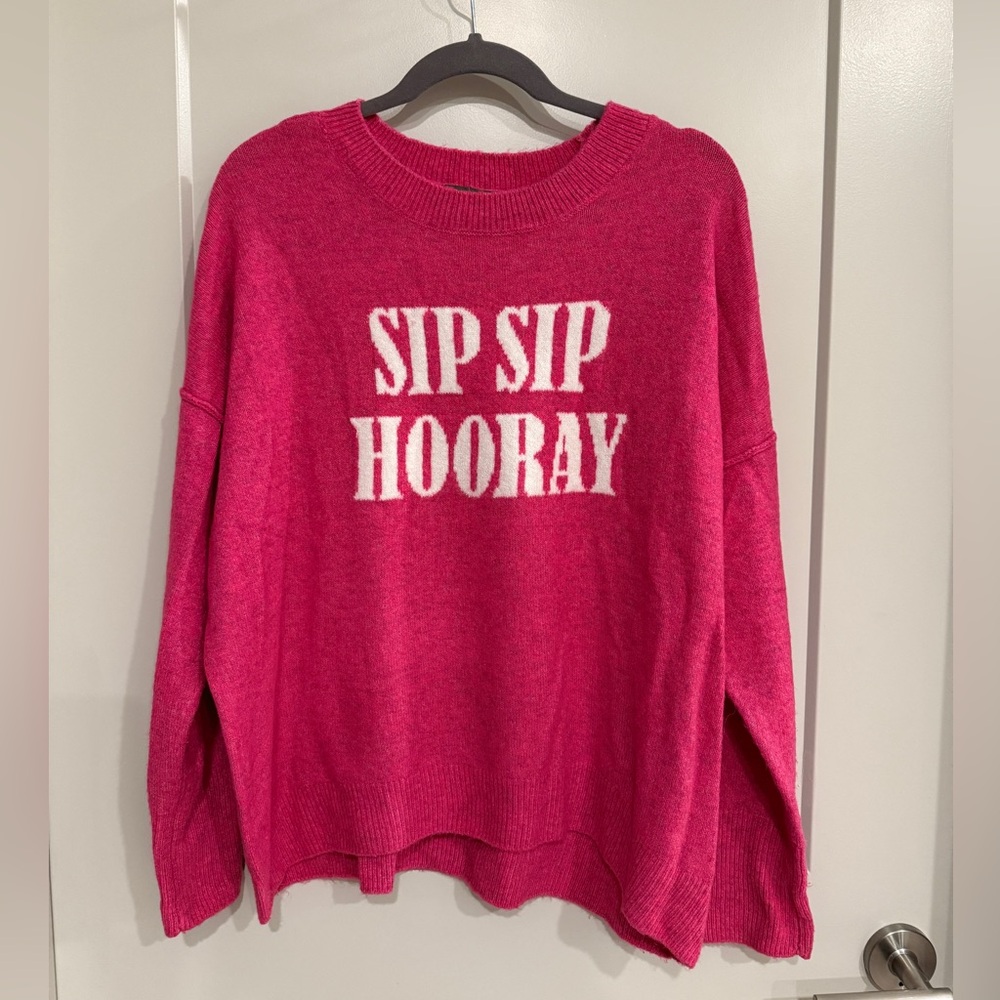 Vince Camuto Vibrant Pink SIP SIP HOORAY Knit Sweater